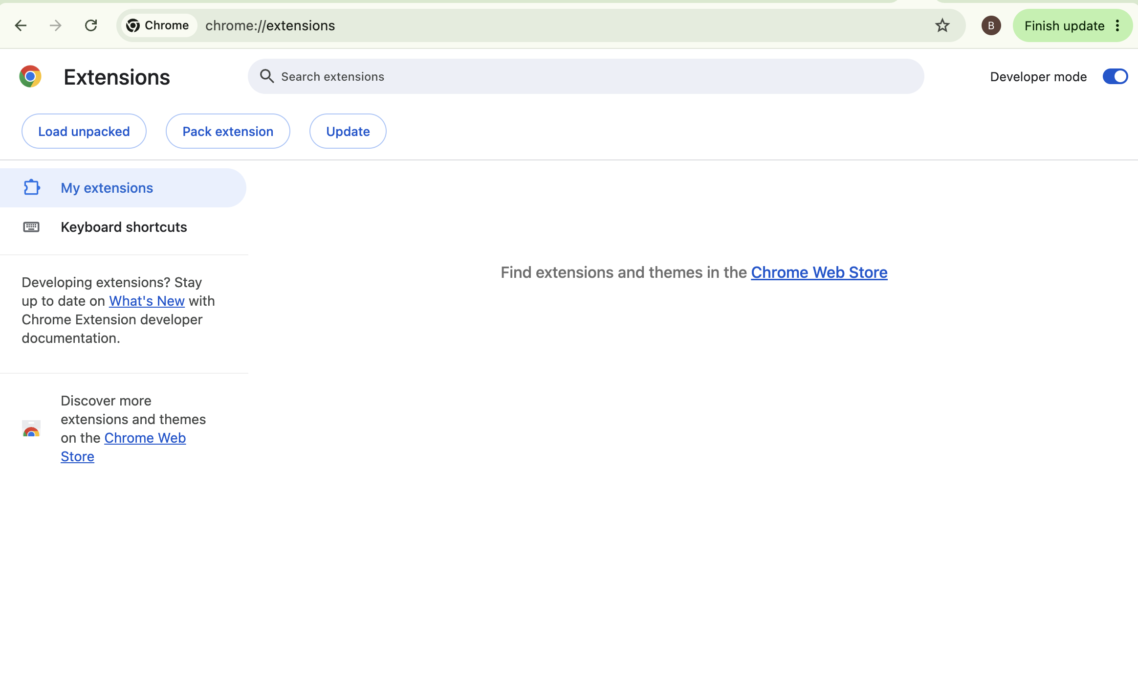 Chrome extensions page after removal