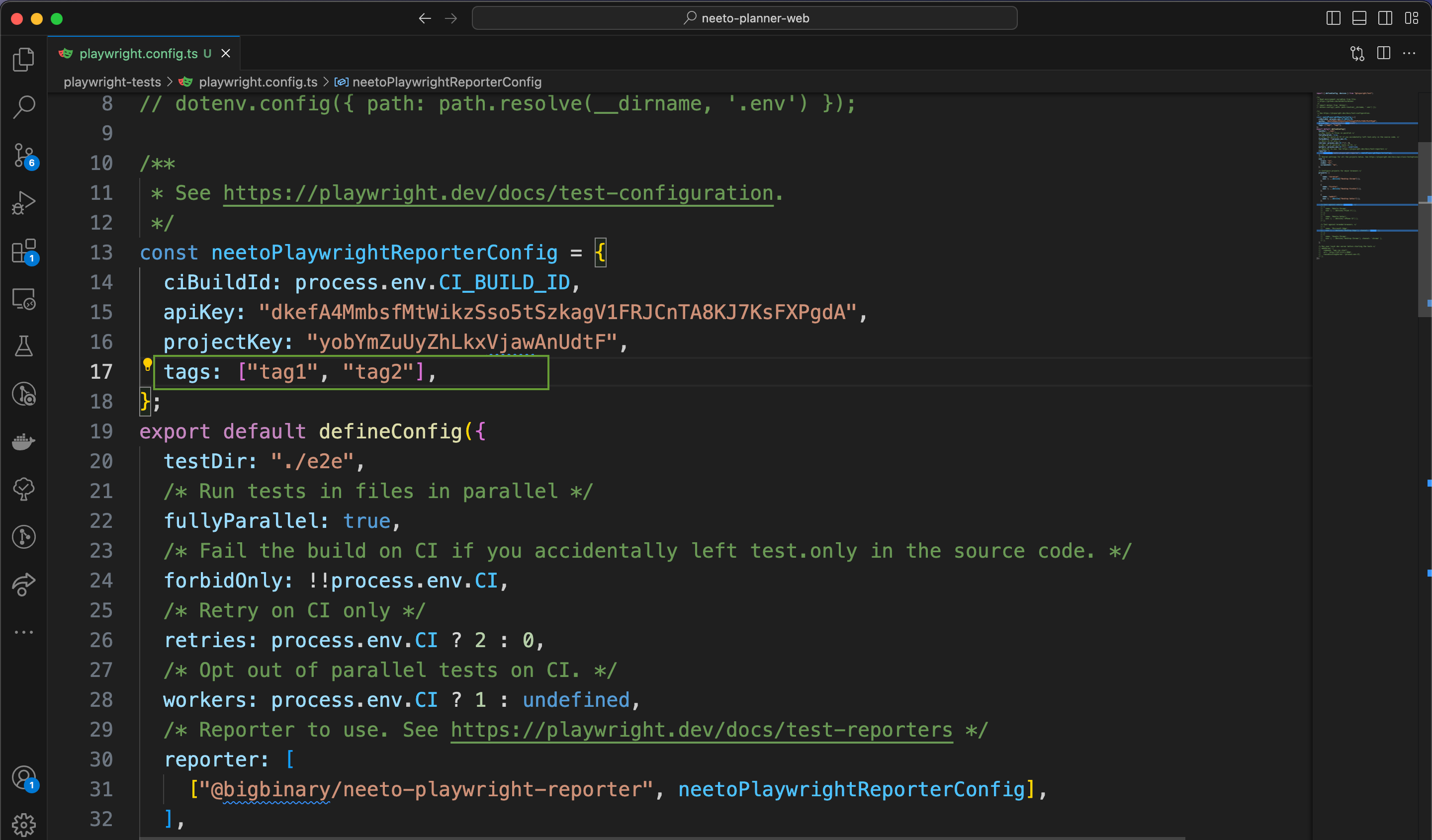 Adding tags to the Neeto Playwright reporter.png