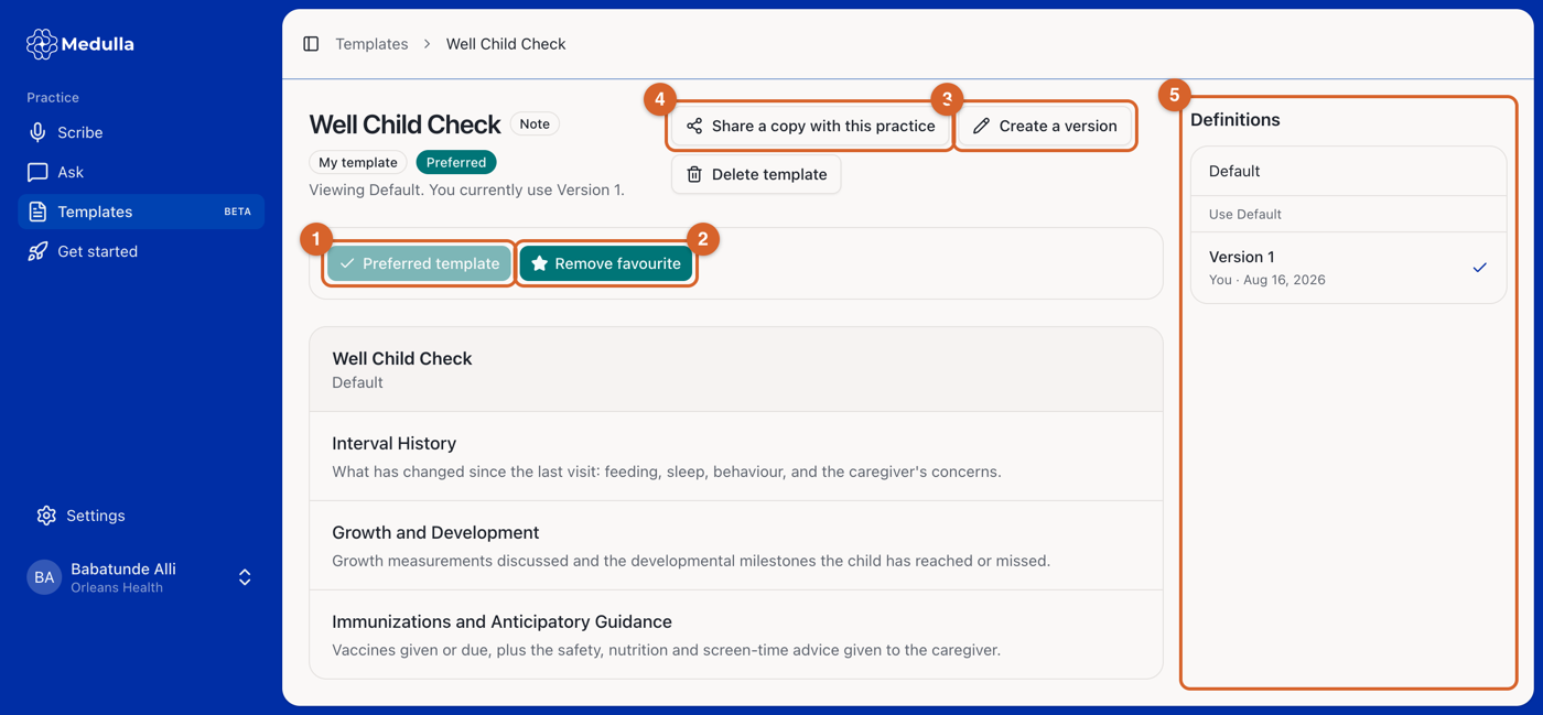 A template's detail page