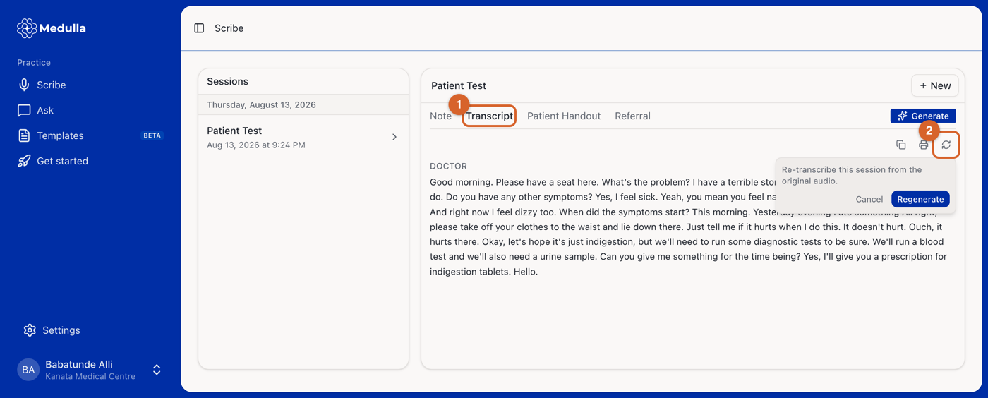 Rebuilding a transcript
